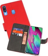 Booktype Telefoonhoesjes - Bookcase Hoesje - Wallet Case -  Geschikt voor Samsung Galaxy A40 - Rood