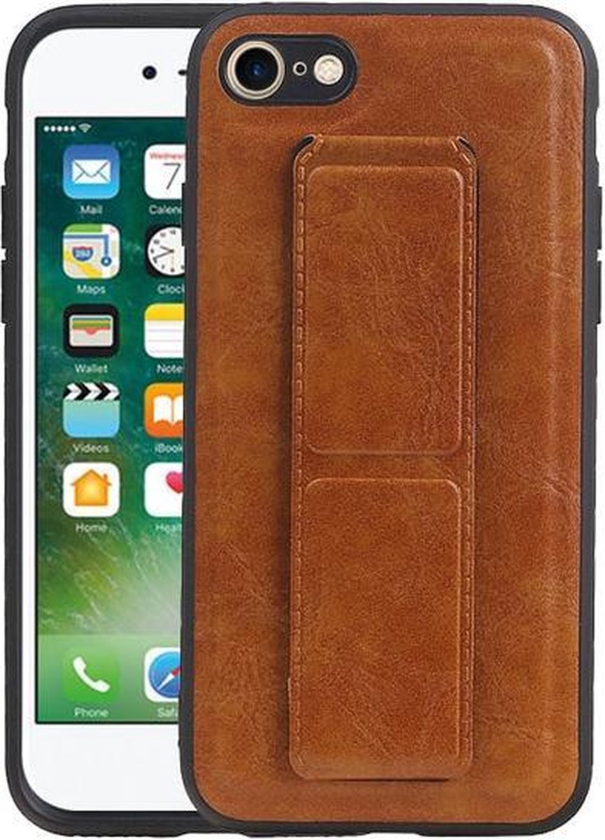 Grip Stand Hardcase Backcover voor iPhone 8 / 7 Bruin