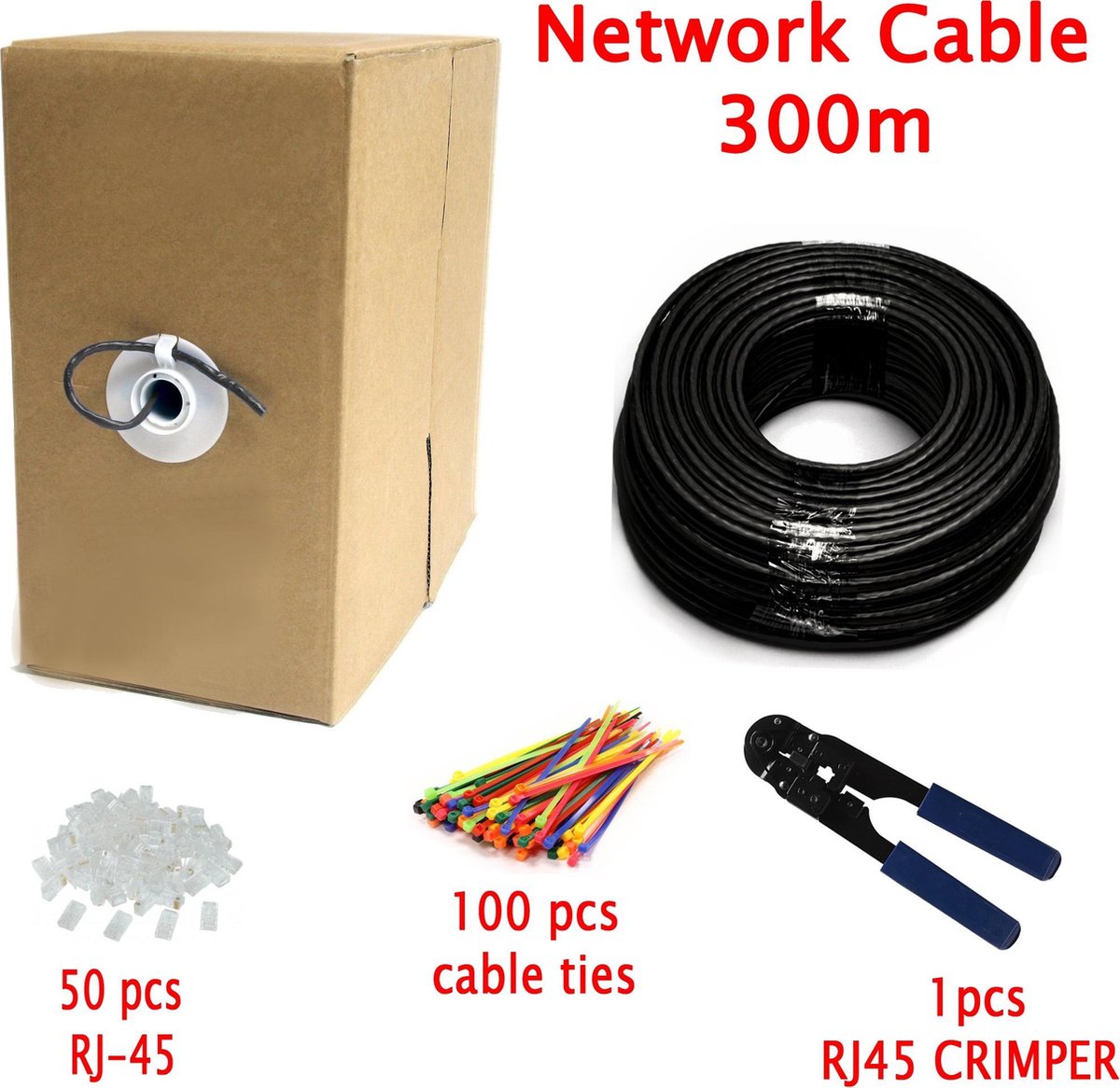 MutecPower - Cat 6 UTP-kabel - RJ45 - 300 meter - Zwart | bol.com