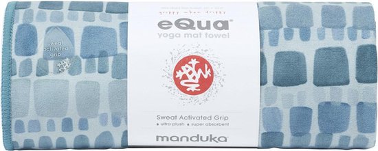 Manduka eQua Yogamat Handdoek – Patina Squares - Blauw