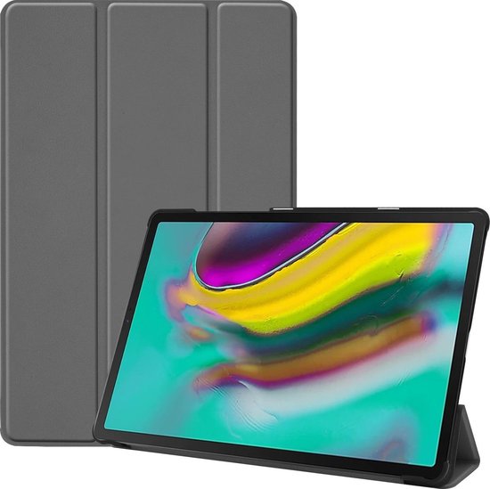 Hoes Geschikt voor Samsung Galaxy Tab S5e Hoes Book Case Hoesje Trifold Cover - Hoesje Geschikt voor Samsung Tab S5e Hoesje Bookcase - Grijs