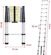 Natuur academisch Rimpels VDT telescopische ladder 3,8m | bol.com