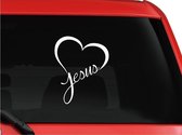 jesus hart - decor sticker - wit - muursticker hart - autosticker - Nr: A151