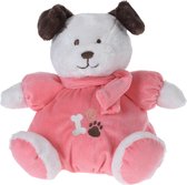 Tender Toys Cuddly Dog Avec Vêtements Et Écharpe 40 Cm Blanc / Rose