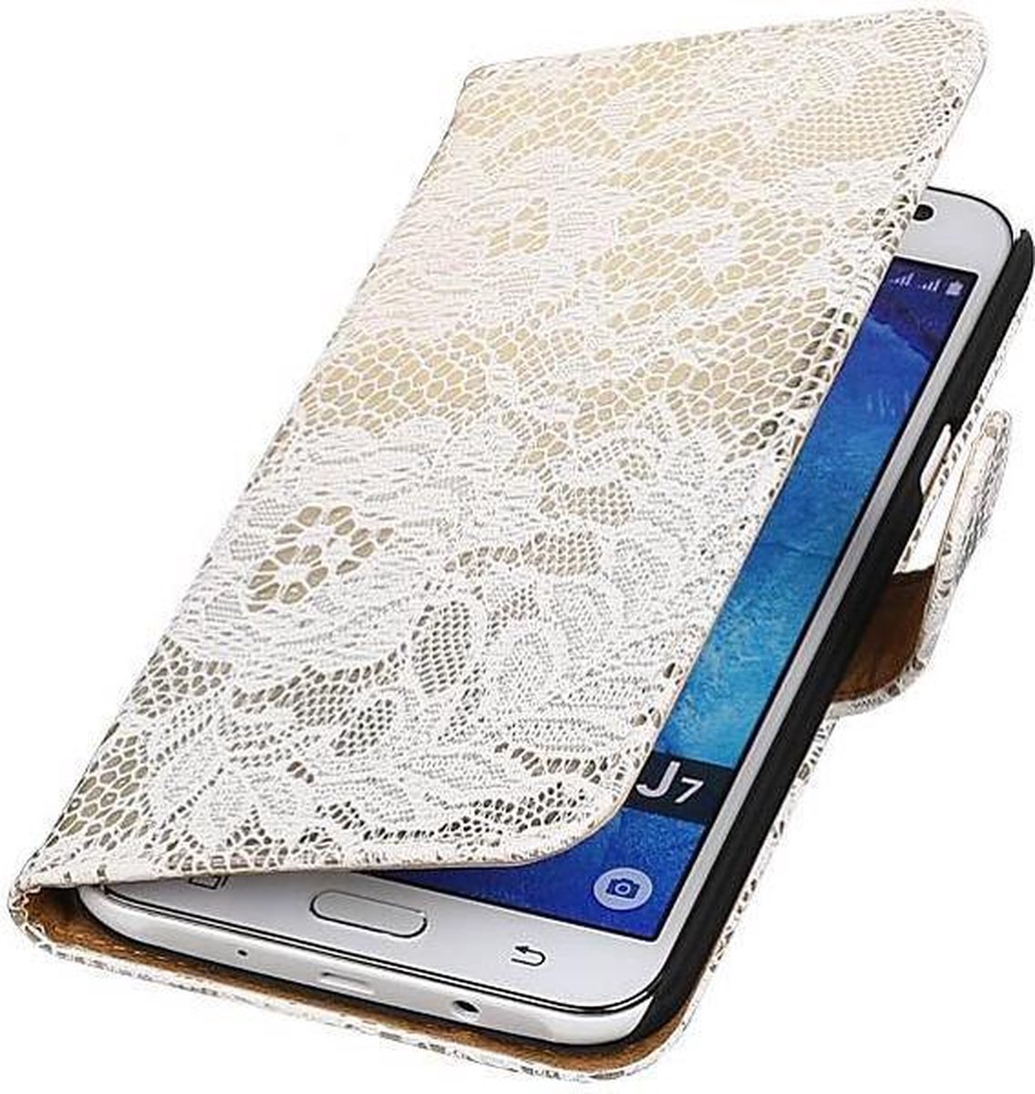 Bloem Bookstyle Hoesje - Wallet Case Telefoonhoesjes - Geschikt voor Samsung Galaxy J7 Wit