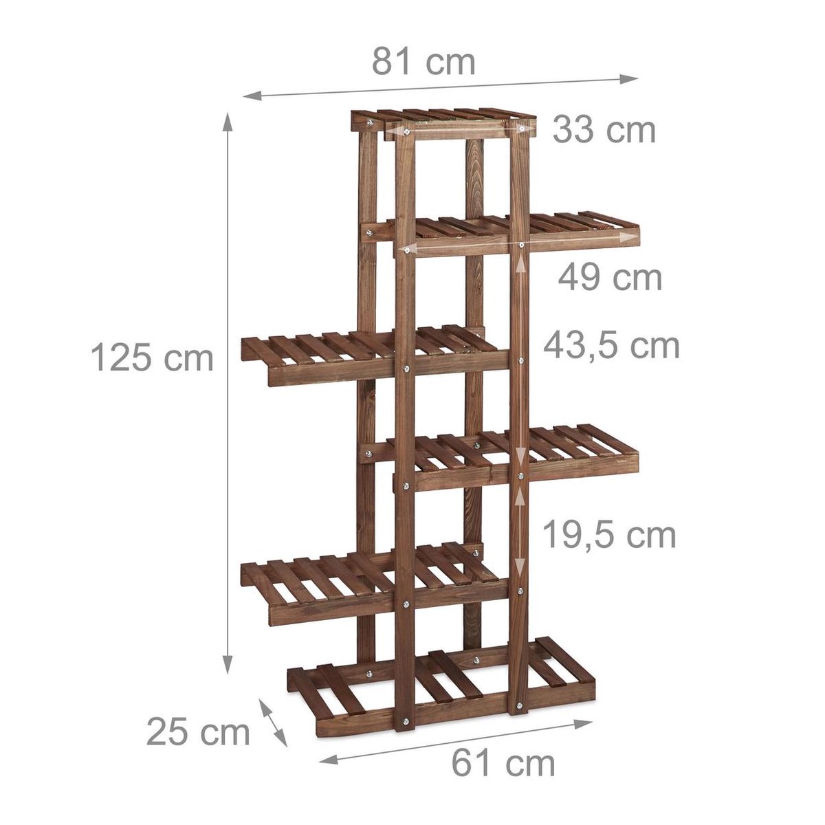 Relaxdays plantenrek hout - 3 etages - plantentrap - bloemenrek