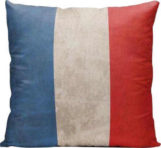 Franse Vlag (Frankrijk) - Sierkussen - 40 x 40 cm - Frankrijk - Reizen / Vakantie - Reisliefhebbers - Voor op de bank/bed