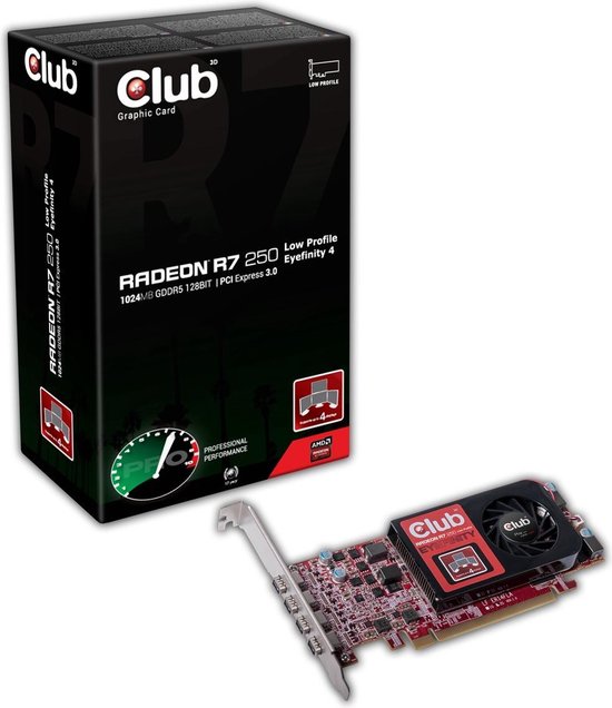 CLUB3D Radeon R7 250 Eyefinity4 lowProfile AMD Radeon R7 250 2GB | bol.com