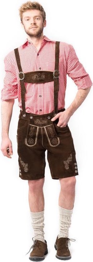 Klassieke Zwarte Beierse Lederhosen voor Mannen Oktoberfest Mens Trachten Korte Lederhosen Kleding Herenkleding Shorts 