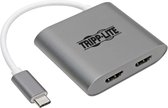 Tripp-Lite U444-06N-2H-MST USB-C to Dual HDMI Adapter - M/2xF, Thunderbolt 3 Compatible, USB 3.1, 4K x 2K @ 30 Hz, MST, Gray TrippLite