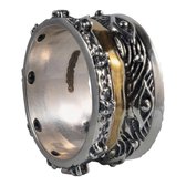 Schitterende Brede Handgemaakte Zilveren GGAAFF Ring met Zirkonia's 18.25 mm. (maat 57)