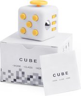 Friemelkubus - Anti Stress Cube - Speelgoed Tegen Stress - Meer Focus & Concentratie - Fidget - Wit/Geel