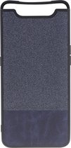 Shop4 - Samsung Galaxy A80 Hoesje - Zachte Back Case Denim en Leer Donker Blauw