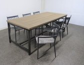 Teak Tuinset industrieel incl.6 Tuinstoelen Houston alu (stoelen lichte beschadiging)