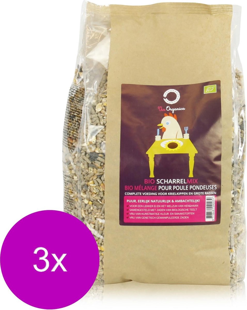 Via Organica Bio Scharrelmix - Kippenvoer - 3 x 4 kg Bio NL-BIO-01