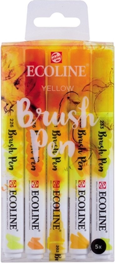 Talens Ecoline 5 brush pens ”Yellow”