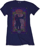 Janis Joplin Dames Tshirt -L- Paisley & Flowers Frame Blauw