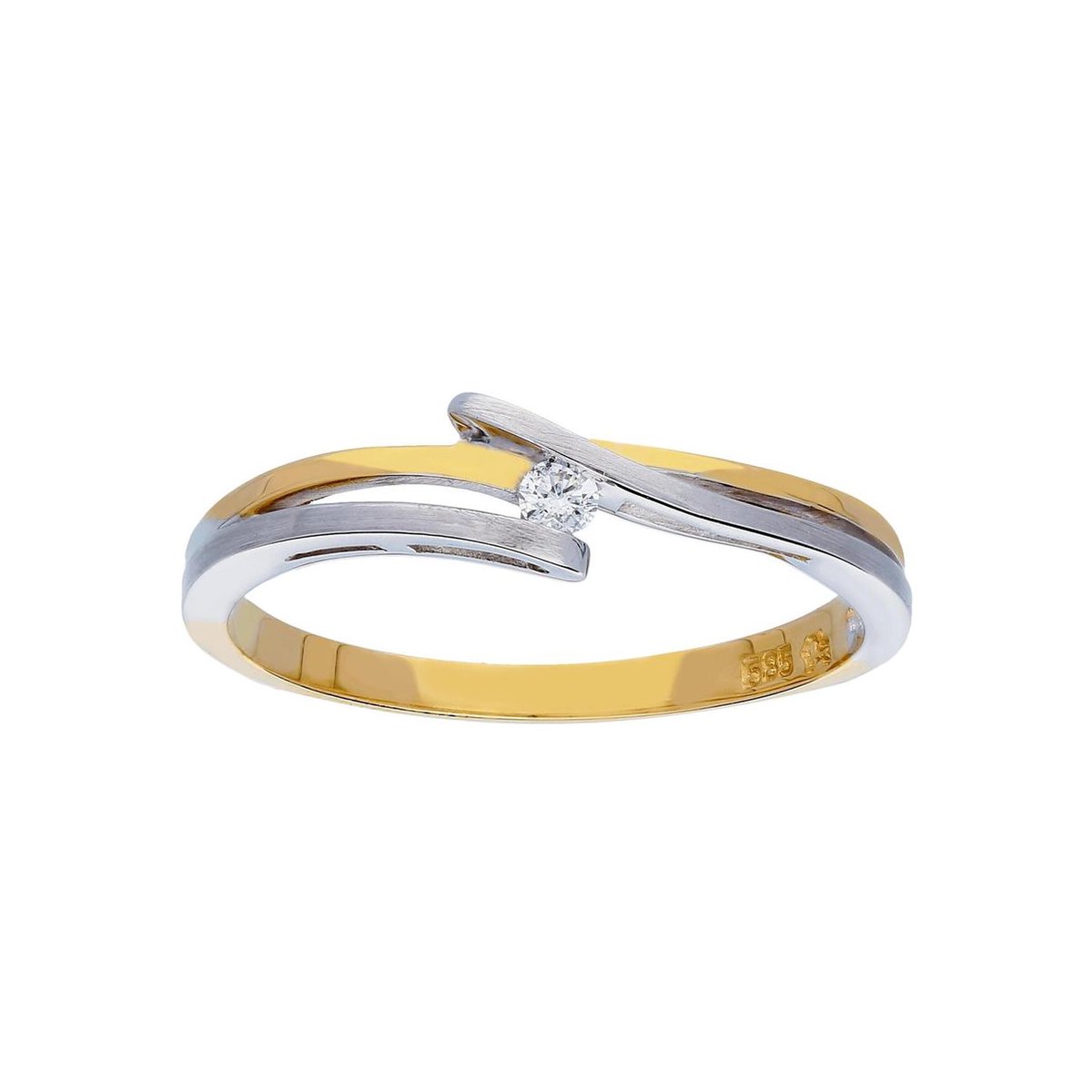 Glow 214.520550 Dames Ring - Sieraad - 0,03 crt - 14 Karaat Goud - Diamant - 5 mm breed