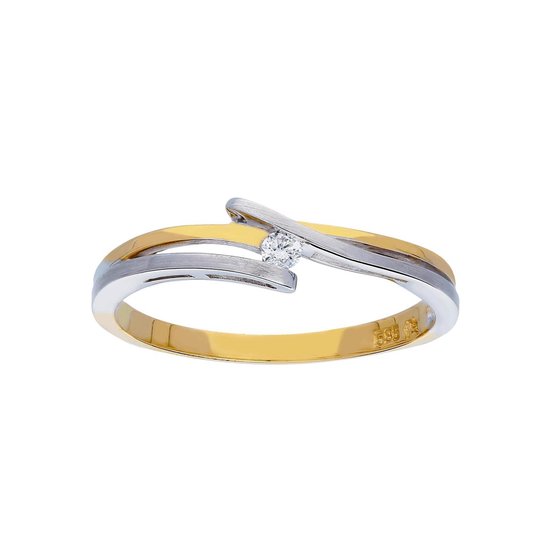 Glow - Gouden Ring - Mat Glanzend - Diamant - 0.03ct - GH/SI3