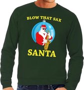 Foute kersttrui / sweater - groen - Kerstman Blow That Sax voor heren L (52)