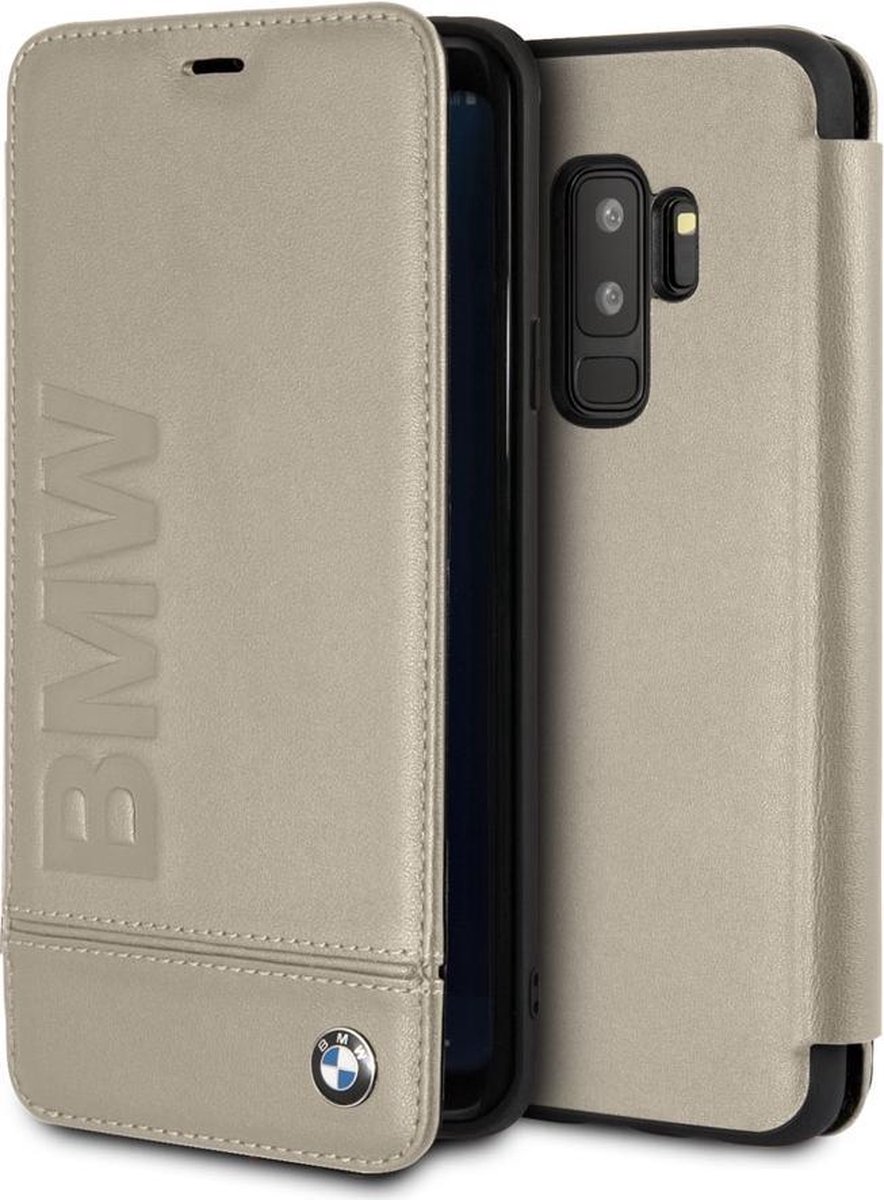 BMW Signature Leather Book Case - Geschikt voor Samsung Galaxy S9+ (Plus-editie) - Taupe