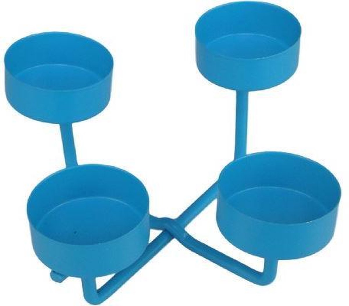 Redhart Theelichthouder GERBRAND - Blauw - Metaal - 16 x 16 x 8 cm - 4 houders - Waxinelichthouder – Waxinelicht – Gezellig – Sfeer – Kerst – Feestdagen – Licht – Wintertijd – Herfst – Thuis – Woonkamer – Interieur – Decoratie – Cadeau