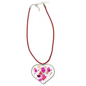 Behave® Ketting rood roze hart hanger met lovertjes 40 cm