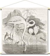 WANDenWOONdeco - textielposter PERRY - 90x90 - sfeer ENGRAVED flamingo
