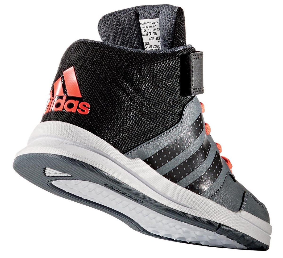 adidas Jan BS 2 Mid Sneakers - Maat 34 - Jongens - grijs/zwart/oranje |  bol.com