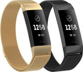 Gymston® Milanese bandjes - Fitbit Charge 3 - 2-pack - Small