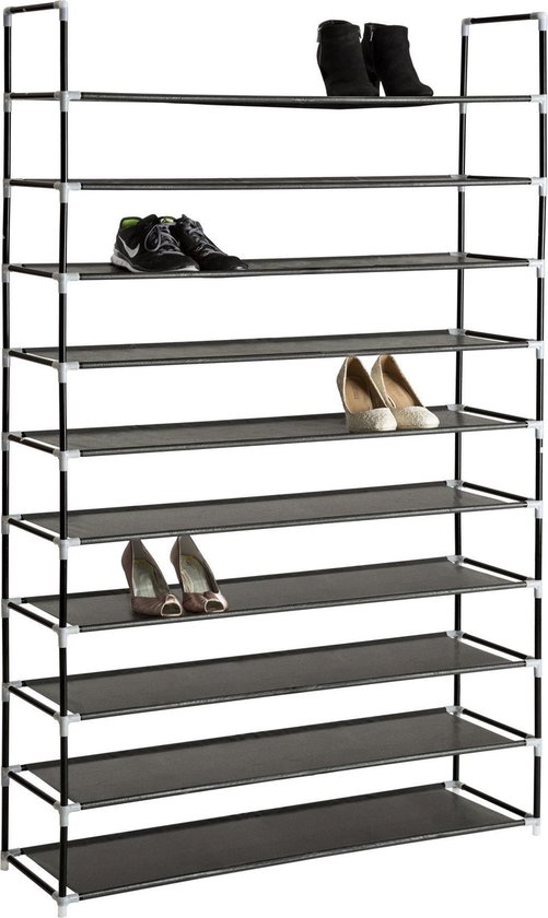 TecTake metalen schoenenrek - 10 niveaus - Zwart | bol.com
