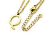Amanto Ketting Letter Q Gold - 316L Staal - Alfabet - 19x11mm - 50cm