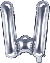 Folie ballon, 35 cm zilver Letter W