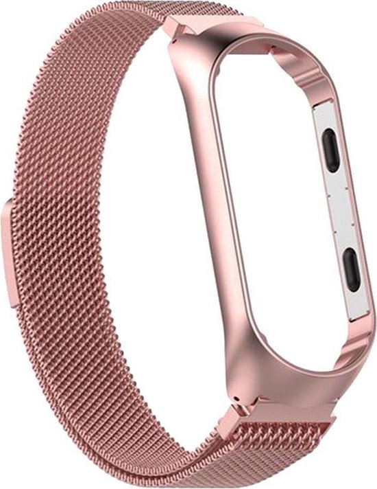 KELERINO. Milanees bandje geschikt voor Xiaomi Mi Band 3 / 4 - RVS - Roze