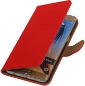 Effen Bookstyle Hoes Geschikt voor Samsung Galaxy S6 Edge Plus G928T Rood
