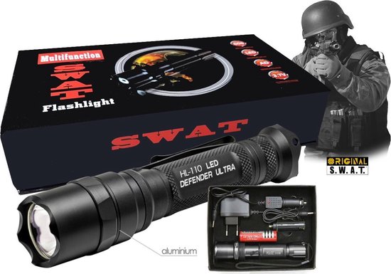 SWAT HL-110 - Zaklamp Black Defender Series Met USB oplader | bol.com