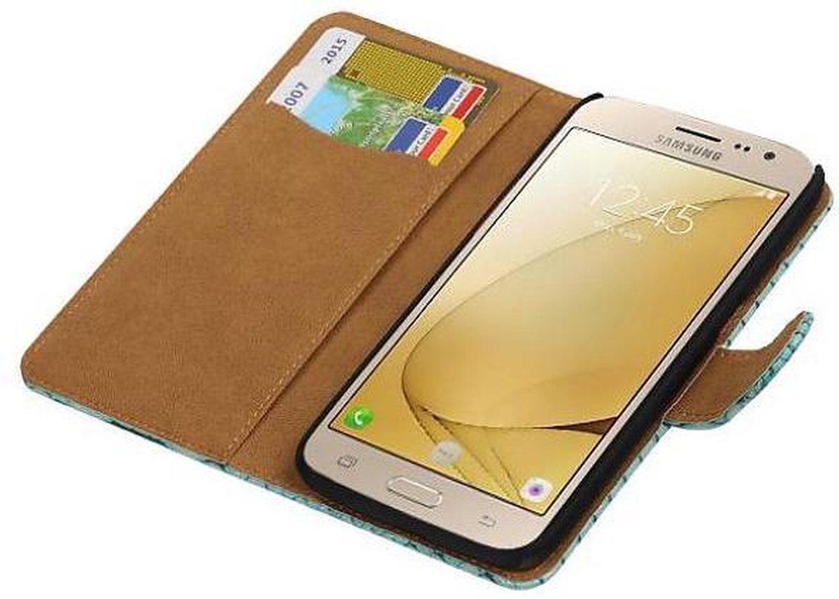 Slang Bookstyle Hoes - Geschikt voor Samsung Galaxy J1 (2016) J120F Turquoise