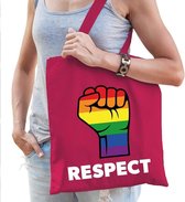 Gaypride respect regenboog tas fuchsia roze katoen - lhbt accessoire