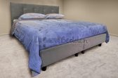 Boxspring 160x200 Miami Grijs Velours Incl. Pocketvering 9-zones matras HR45 Koudschuim ca. 21 cm dik.