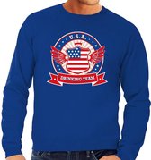 Blauw USA drinking team sweater blauw heren -  Amerika kleding XXL