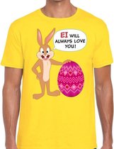 Paas t-shirt Ei will always love you geel voor heren L