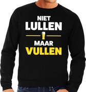 Niet lullen maar Vullen tekst sweater zwart heren - heren trui Niet lullen maar Vullen XXL