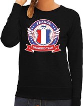 Zwart France drinking team sweater / sweater zwart dames - Frankrijk kleding XS