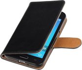 Zakelijke Book Case Telefoonhoesje Geschikt voor de Samsung Galaxy J1 2016 - Portemonnee Hoesje - Pasjeshouder Wallet Case - Zwart