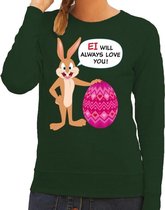 Paas sweater Ei will always love you groen voor dames M