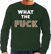 What the Fuck tijgerprint tekst  sweater groen voor heren XL