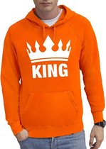 Oranje kroon met King hoodie / hooded sweater heren - Oranje Koningsdag kleding L (EU 52)