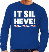 Blauwe sweater met Friese uitspraak It Sil Heve heren - Fryslan elfstedentocht M