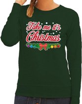 Foute kersttrui / sweater voor dames - groen -Take Me Its Christmas S (36)