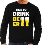 Time to drink Beer tekst sweater zwart heren - heren trui Time to drink Beer L